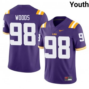 #98 Achilles Woods LSU Purple Jersey | Authentic Stitch Youth Player Football Gear 87920719