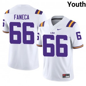 White Alan Faneca #66 LSU Tigers Jersey | Youth High School Football Moisture Wicking Stitched 35343441
