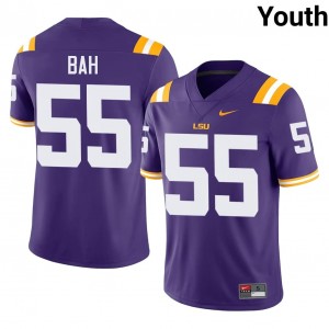 Elite Thread Aliou Bah #55 Louisiana State Purple Jersey | Youth University Football Stitch Fan Gear 29226275