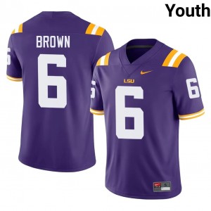 Officially Licensed Barion Brown #6 LSU Purple Jersey | Youth University Football Stitch Fan Gear 58963192