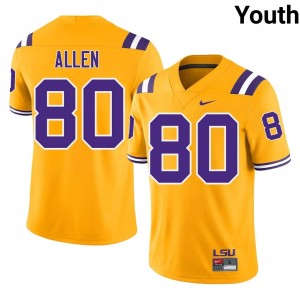 #80 Brayden Allen Louisiana State Gold Jersey | Alumni Embroidery Youth Player Football Gear 60670094