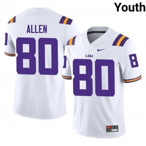 White Brayden Allen #80 LSU Tigers Jersey | Youth High School Football Fresh Stitched 75238540