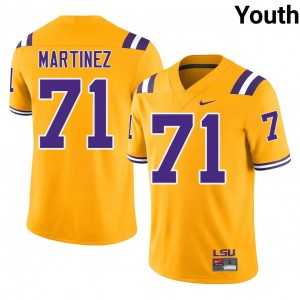 LSU Tigers Brysten Martinez #71 Gold Jersey | Genuine Embroidery NCAA Football Youth Apparel 54334065