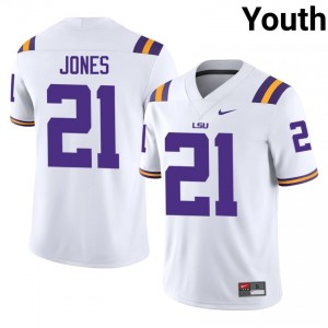 LSU Tigers Cayden Jones #21 White Jersey | Genuine Stitched NCAA Football Youth Apparel 16065911