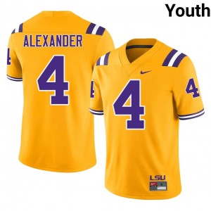 Geaux Tigers Charles Alexander #4 Gold Jersey | Essential Embroidery NCAA Football Youth Apparel 98757550