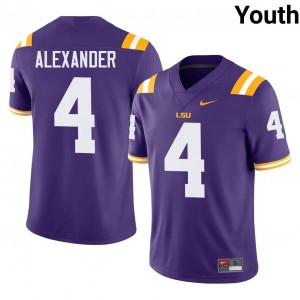 Purple Charles Alexander #4 LSU Tigers Jersey | Youth High School Football Fresh Swen 24877540