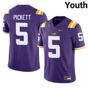 LSU Tigers DJ Pickett #5 Purple Jersey | Premium Swen NCAA Football Youth Apparel 44377393