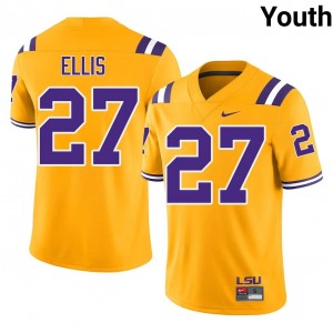 #27 Dez Ellis Geaux Tigers Gold Jersey | Classic Embroidery Youth Player Football Gear 78270709