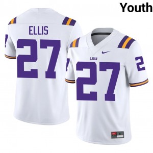 White Dez Ellis #27 Louisiana State Jersey | Youth High School Football Moisture Wicking Stitched 45733713