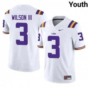 Elite Thread Eugene Wilson III #3 Louisiana State White Jersey | Youth University Football Stitched Fan Gear 74961013