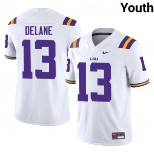 Louisiana State Faheem Delane #13 White Jersey | Genuine Stitched NCAA Football Youth Apparel 13765235