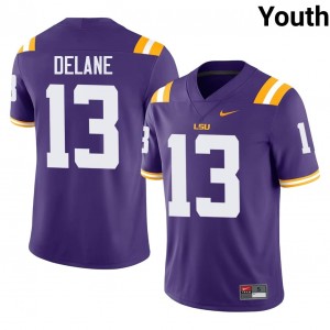 #13 Faheem Delane LSU Tigers Purple Jersey | Elite Swen Youth Player Football Gear 32458781