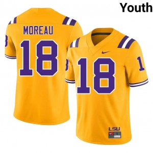 Foster Moreau #18 LSU Jersey | Iconic Gold College Football Youth Embroidery 14822437