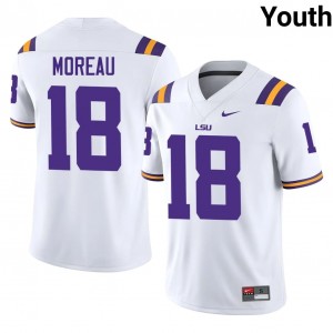 Geaux Tigers Foster Moreau #18 White Jersey | Essential Stitched NCAA Football Youth Apparel 27934728
