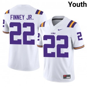 White Havon Finney Jr. #22 Geaux Tigers Jersey | Youth High School Football Limited Stitched 36327309