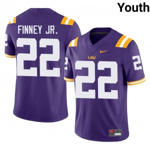 Elite Thread Havon Finney Jr. #22 LSU Tigers Purple Jersey | Youth University Football Stitch Fan Gear 27244423