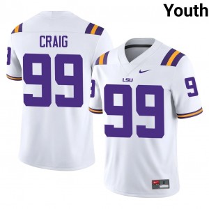 Hayden Craig #99 LSU Jersey | Iconic White College Football Youth Stitched 65251132