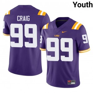 Geaux Tigers Hayden Craig #99 Purple Jersey | Essential Swen NCAA Football Youth Apparel 99679334