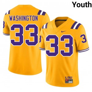 Officially Licensed Isaiah Washington #33 LSU Gold Jersey | Youth University Football Embroidery Fan Gear 91916457