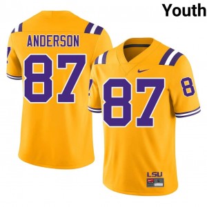 LSU JC Anderson #87 Gold Jersey | Pro Cut Embroidery NCAA Football Youth Apparel 65421066