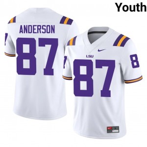 #87 JC Anderson Geaux Tigers White Jersey | Classic Stitched Youth Player Football Gear 83974471