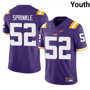 LSU Ja'Quan Sprinkle #52 Purple Jersey | Pro Cut Stitch NCAA Football Youth Apparel 64957587