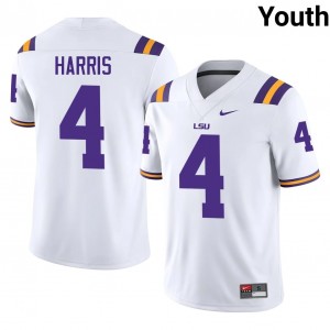 White Jackson Harris #4 LSU Tigers Jersey | Youth High School Football Fresh Stitched 56368719