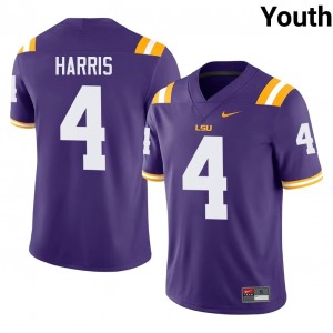Officially Licensed Jackson Harris #4 LSU Purple Jersey | Youth University Football Stitch Fan Gear 77936719
