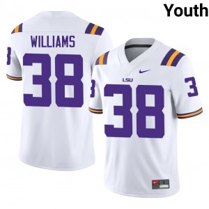 #38 Jackson Williams LSU White Jersey | Authentic Stitched Youth Player Football Gear 38373877