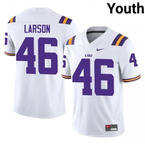 #46 James Larson Louisiana State White Jersey | Alumni Stitched Youth Player Football Gear 68391195