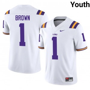 #1 Jayce Brown Fighting Tigers White Jersey | Elite Stitched Youth Player Football Gear 38367037
