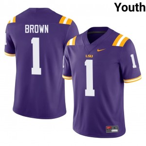 Purple Jayce Brown #1 LSU Jersey | Youth High School Football Licensed Stitch 35661687