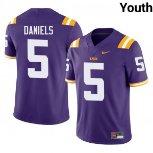 Jayden Daniels #5 LSU Jersey | Iconic Purple College Football Youth Stitch 61903499