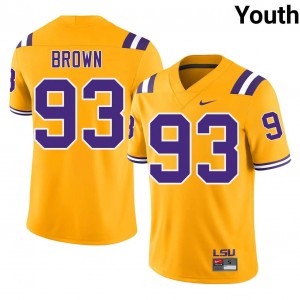 Geaux Tigers Jaylen Brown #93 Gold Jersey | Essential Embroidery NCAA Football Youth Apparel 45853617