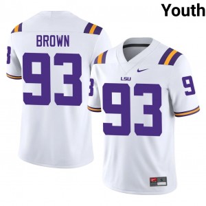 #93 Jaylen Brown LSU Tigers White Jersey | Alumni Stitched Youth Player Football Gear 27761847