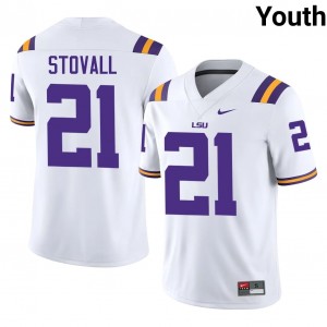 White Jerry Stovall #21 Geaux Tigers Jersey | Youth High School Football Limited Stitched 17659000