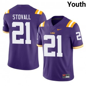 Elite Thread Jerry Stovall #21 Louisiana State Purple Jersey | Youth University Football Stitch Fan Gear 43737424
