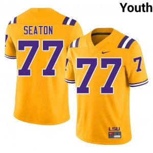 Officially Licensed Jordan Seaton #77 LSU Gold Jersey | Youth University Football Embroidery Fan Gear 17515791