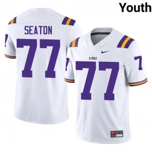 Jordan Seaton #77 Geaux Tigers Jersey | Pro-Grade White College Football Youth Stitched 53632811
