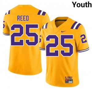 Gold Josh Reed #25 Geaux Tigers Jersey | Youth High School Football Limited Embroidery 86495406