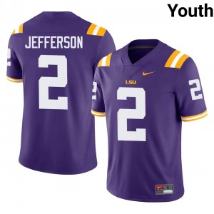 LSU Tigers Justin Jefferson #2 Purple Jersey | Genuine Stitch NCAA Football Youth Apparel 48079763