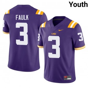 #3 Kevin Faulk LSU Purple Jersey | Authentic Stitch Youth Player Football Gear 13386396