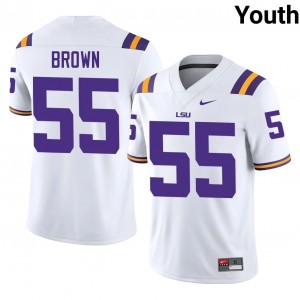 #55 Lamar Brown Louisiana State White Jersey | Alumni Stitched Youth Player Football Gear 71065969