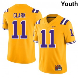 #11 Landen Clark Fighting Tigers Gold Jersey | Elite Embroidery Youth Player Football Gear 92544445