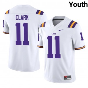 White Landen Clark #11 LSU Jersey | Youth High School Football Licensed Stitched 50927471