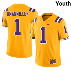#1 Princewill Umanmielen Geaux Tigers Gold Jersey | Classic Embroidery Youth Player Football Gear 86652258