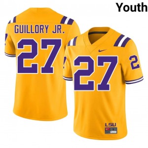 Gold Raycine Guillory Jr. #27 LSU Jersey | Youth High School Football Licensed Embroidery 30022512