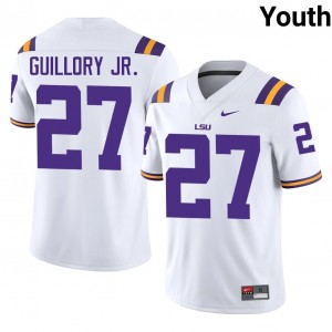 Top-Tier Raycine Guillory Jr. #27 Geaux Tigers White Jersey | Youth University Football Stitched Fan Gear 23096481