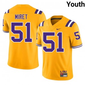 Ryan Miret #51 Geaux Tigers Jersey | Pro-Grade Gold College Football Youth Embroidery 30993982