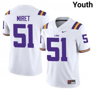 LSU Tigers Ryan Miret #51 White Jersey | Genuine Stitched NCAA Football Youth Apparel 26094751